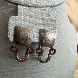 Mixed metal clip earrings